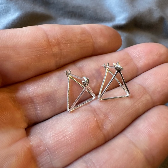 Silver Geometric Earrings - Picture 1 of 4